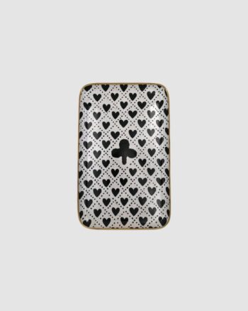 Plateau Les Cœurs Boncoeurs en fer émaillé avec bordure dorée peinte à la main