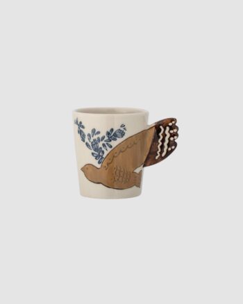 tasse Hezha Bloomingville en grès motif oiseau nature