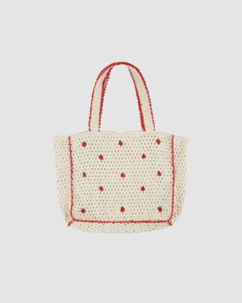 cabas crochet fraises emile et ida ecru coton