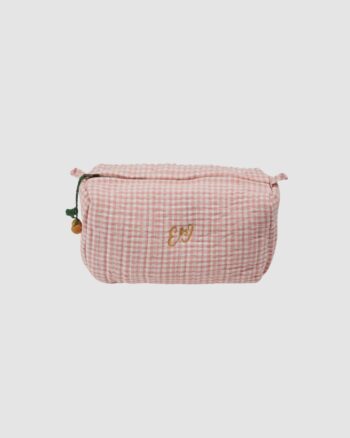 trousse de toilette vichy rose emile et ida coton bio