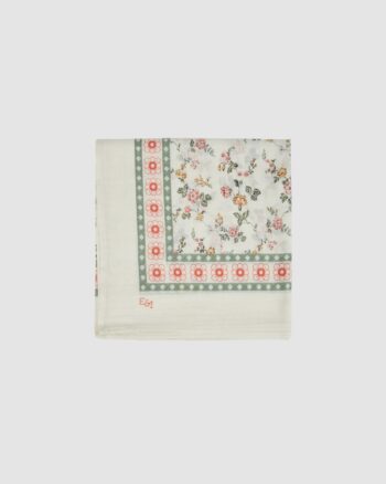 foulard fleuri rosier Émile et Ida coton soie crème rosé