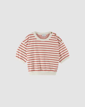 sweat marinière rouge coton bio Émile et Ida face