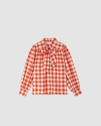 blouse col lavalière vichy rouge Émile et Ida face