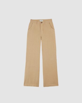 pantalon lin beige femme Émile et Ida Sesame coupe large