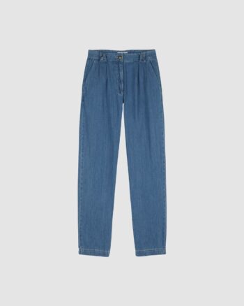 pantalon carotte denim bleu Emile et Ida femme face