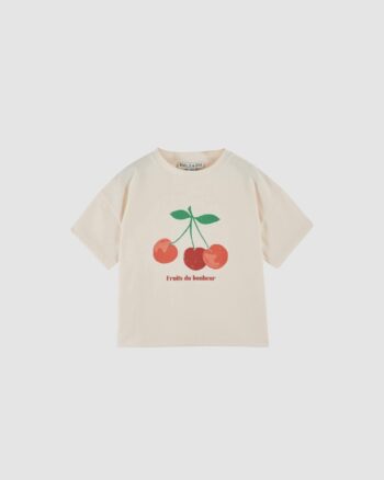 t-shirt cerises crème enfant Émile et Ida coton bio face