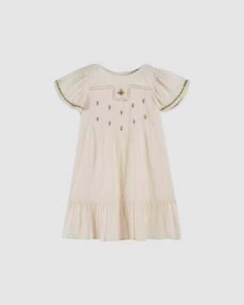 robe fleurs brodées crème enfant Émile et Ida coton bio face