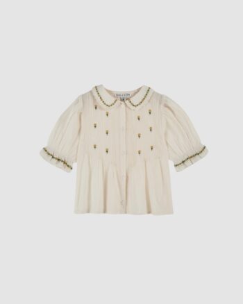 blouse fleurs brodées crème enfant Émile et Ida coton bio