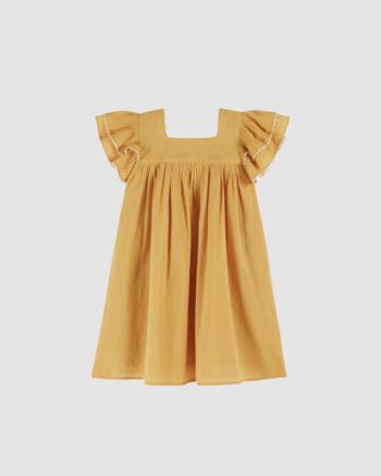 Robe voile de coton jaune enfant Émile et Ida face