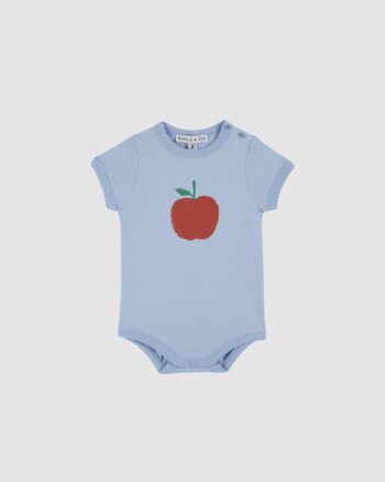 Body pomme bleu bébé Émile et Ida vue face