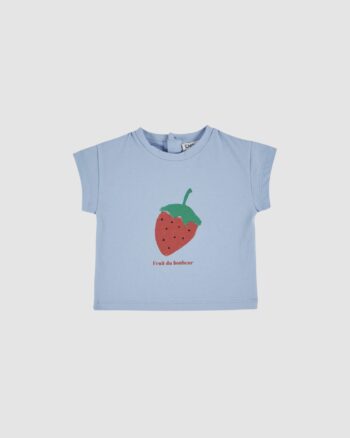 T-shirt fraise bleu bébé Émile et Ida vue face