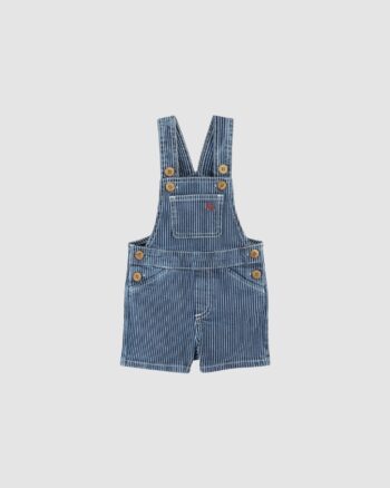 salopette short bébé rayures denim Émile et Ida face