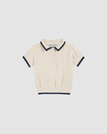 Polo bébé pointelle modal crème Émile et Ida vue de face