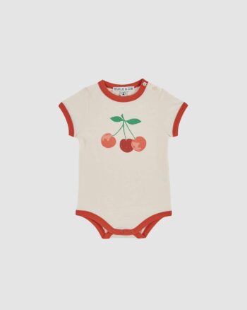 body bébé cerises Émile et Ida coton biologique crème