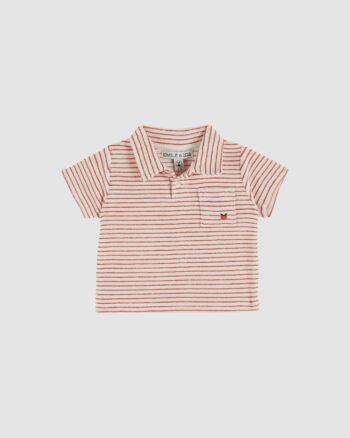 polo bébé Émile et Ida rayures rouge coquelicot