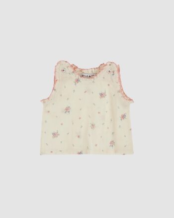 top bébé voile de coton fleuri écru emile et ida