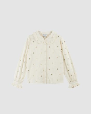 blouse brodée tulipes femme Émile et Ida crème