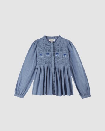 blouse smockée chambray femme Émile et Ida coton bleu