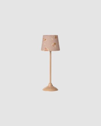 Lampadaire miniature Maileg rose poudre foncé avec abat-jour fleuri