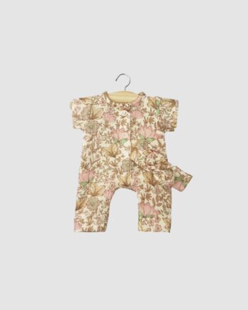 Combinaison Lili Minikane en gaze de coton Indienne rosée pour poupée Babies 28 cm