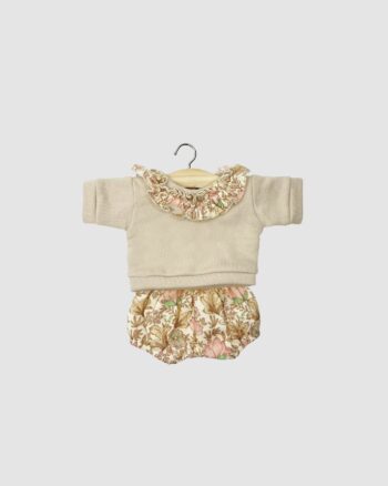Ensemble Marion Minikane pour poupée Babies 28 cm avec top à collerette et bloomer Indienne rosée