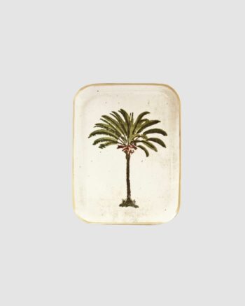 Demi Plateau Palmier Boncoeurs en aluminium émaillé avec bordure dorée