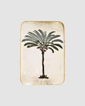 Plateau Réception Palmier Boncoeurs en aluminium émaillé avec bordure dorée