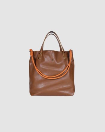 Cabas Ruban Grainé Coffee Craie Studio vue face