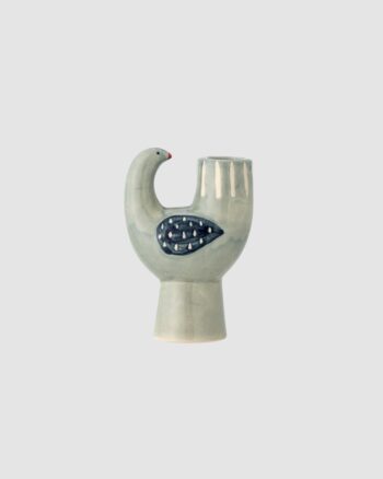 Bougeoir Trudy Bloomingville bleu en grès forme oiseau