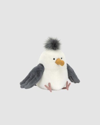 Chip Seagull Jellycat peluche mouette blanche et grise avec crête punk douce