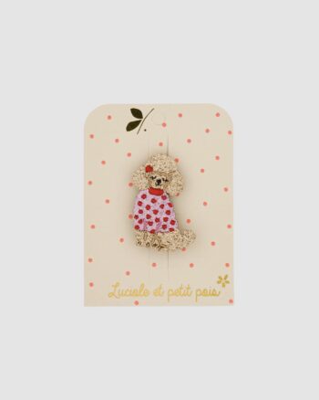 Broche Caniche Luciole et Petit Pois glitter rose fantaisie
