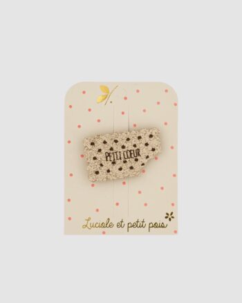Broche Cookie Luciole et Petit Pois biscuit pailleté doré