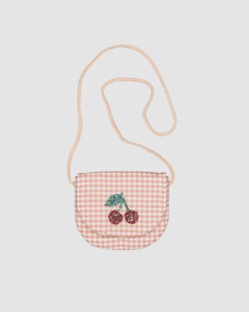 Sac à main Cerise Luciole et Petit Pois vichy rose pour enfant