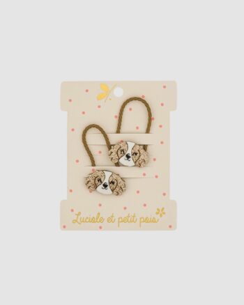 Élastiques mini Teddy Luciole et Petit Pois avec motif chien pailleté pour enfant