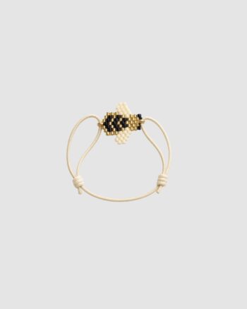 Bracelet enfant à perles abeille élastique noir doré et écru