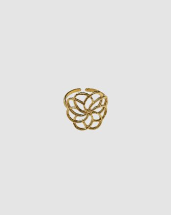 Bague Hortence ajustable en acier inoxydable doré fleur ajourée