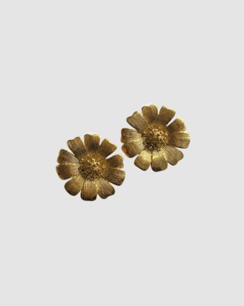 Boucles d’oreilles fleurs Colette dorées en acier inoxydable diamètre 3,5 cm
