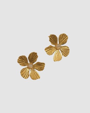 Boucles d’oreilles fleur Garance dorées en acier inoxydable 4 cm