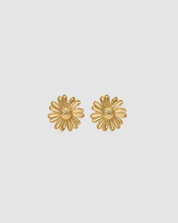 Boucles d’oreilles marguerite dorées en acier inoxydable diamètre 2 cm