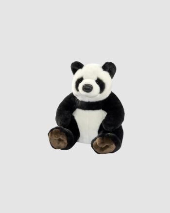 Peluche Panda Assis Hansa 37 cm noir et blanc réaliste