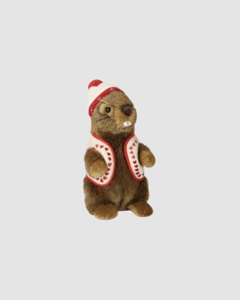 Marmotte bonnet et gilet Hansa 25 cm décoration hivernale réaliste