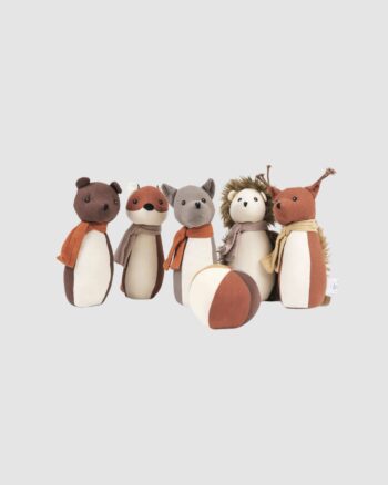 Jeu de Quilles Forêt Egmont Toys avec cinq animaux de la forêt en tissu