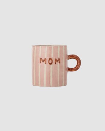 Mug Cherish Rose Bloomingville tasse en grès rose inscription Mom