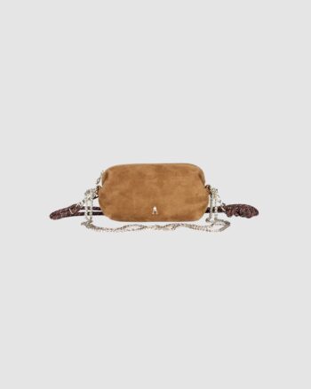 Pochette Nuage Suède Cognac Craie Studio en cuir suède