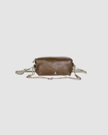 Pochette Nuage Bubble Umber Craie Studio en cuir bubble taupe-kaki