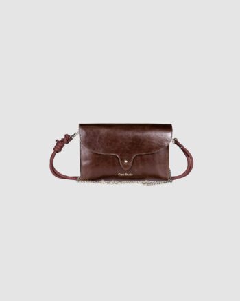 Grande Pochette Week Sugar Acajou Craie Studio en cuir