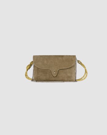 Grande Pochette Week Suède Sépia Craie Studio en cuir suède