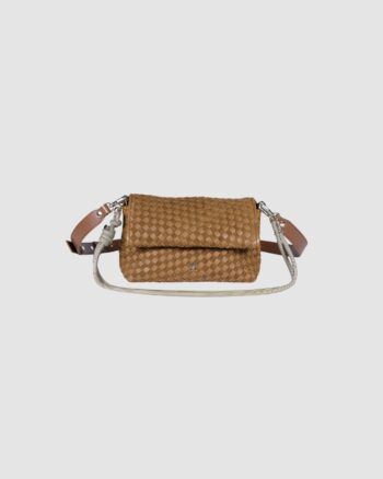 Sac Amie Tressé Bi Cognac Craie Studio en cuir tressé