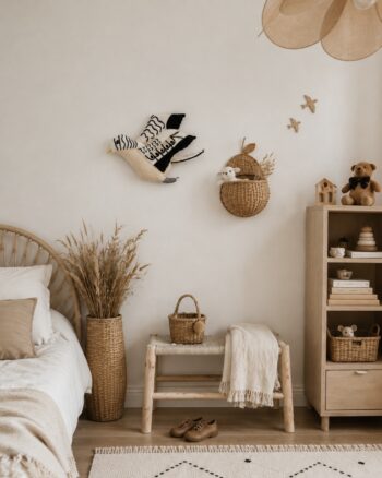 Décoration murale Oiseau KidsDepot dans une chambre enfant bohème