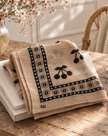 Grand foulard Cerise Marron Émile et Ida en laine